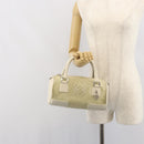LOEWE Anagram Hand Bag Suede Beige Silver Auth 162324-20