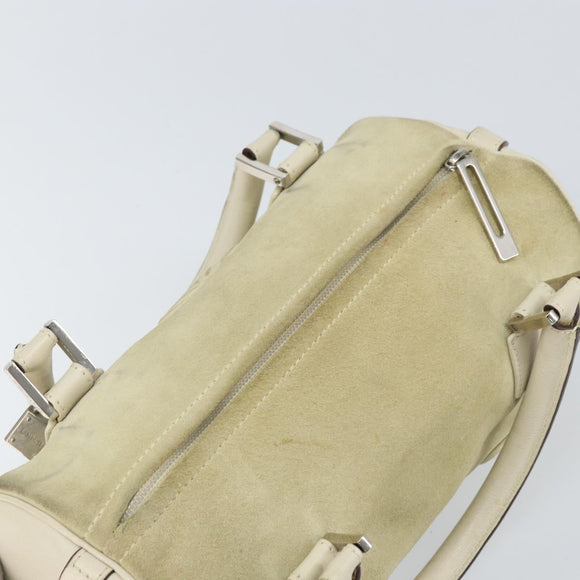 LOEWE Anagram Hand Bag Suede Beige Silver Auth 162324