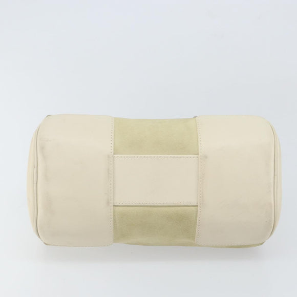 LOEWE Anagram Hand Bag Suede Beige Silver Auth 162324