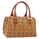 MCM Vicetos Logogram Hand Bag PVC Leather Brown Gold Auth 162325-1