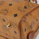 MCM Vicetos Logogram Hand Bag PVC Leather Brown Gold Auth 162325-9