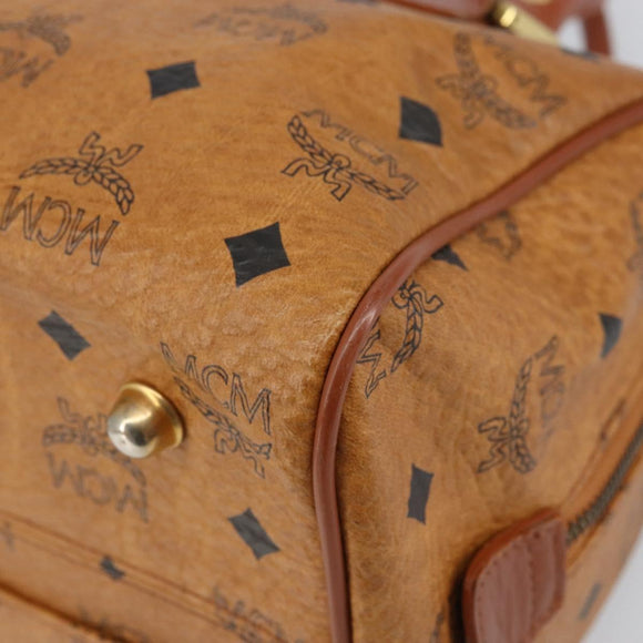 MCM Vicetos Logogram Hand Bag PVC Leather Brown Gold Auth 162325