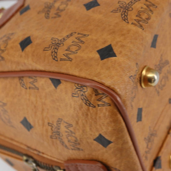 MCM Vicetos Logogram Hand Bag PVC Leather Brown Gold Auth 162325