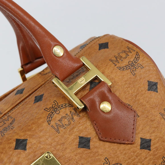 MCM Vicetos Logogram Hand Bag PVC Leather Brown Gold Auth 162325