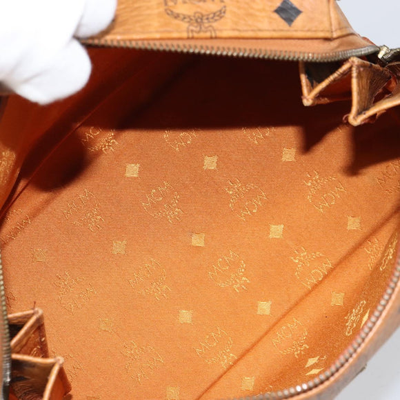 MCM Vicetos Logogram Hand Bag PVC Leather Brown Gold Auth 162325