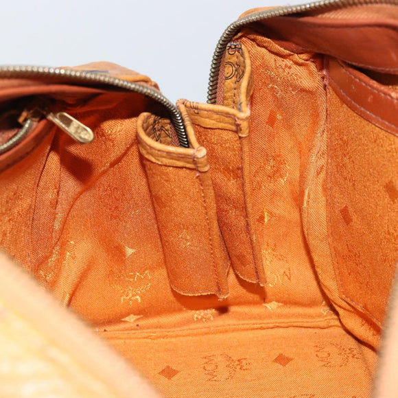 MCM Vicetos Logogram Hand Bag PVC Leather Brown Gold Auth 162325