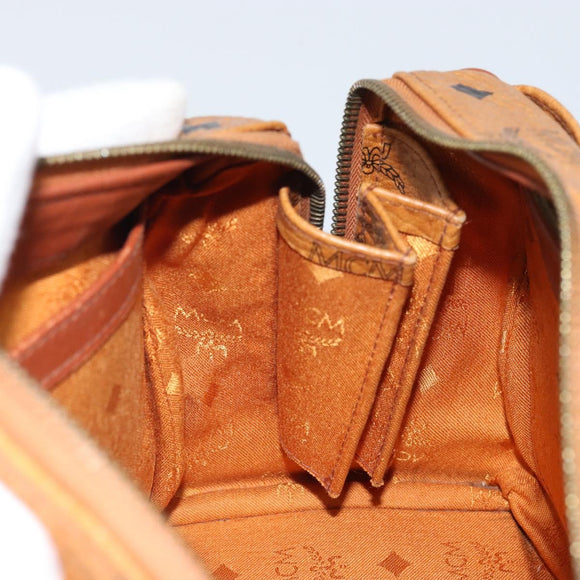 MCM Vicetos Logogram Hand Bag PVC Leather Brown Gold Auth 162325