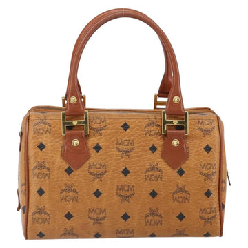MCM Vicetos Logogram Hand Bag PVC Leather Brown Gold Auth 162325 - 0