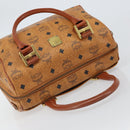 MCM Vicetos Logogram Hand Bag PVC Leather Brown Gold Auth 162325-6