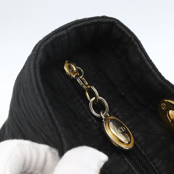 Christian Dior Lady Dior Canage Hand Bag Black Gold Auth 162330