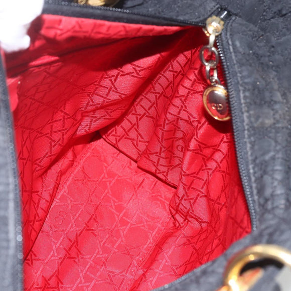 Christian Dior Lady Dior Canage Hand Bag Black Gold Auth 162330