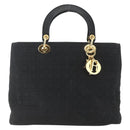 Christian Dior Lady Dior Canage Hand Bag Black Gold Auth 162330-13