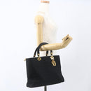 Christian Dior Lady Dior Canage Hand Bag Black Gold Auth 162330-23