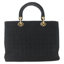 Christian Dior Lady Dior Canage Hand Bag Black Gold Auth 162330-2