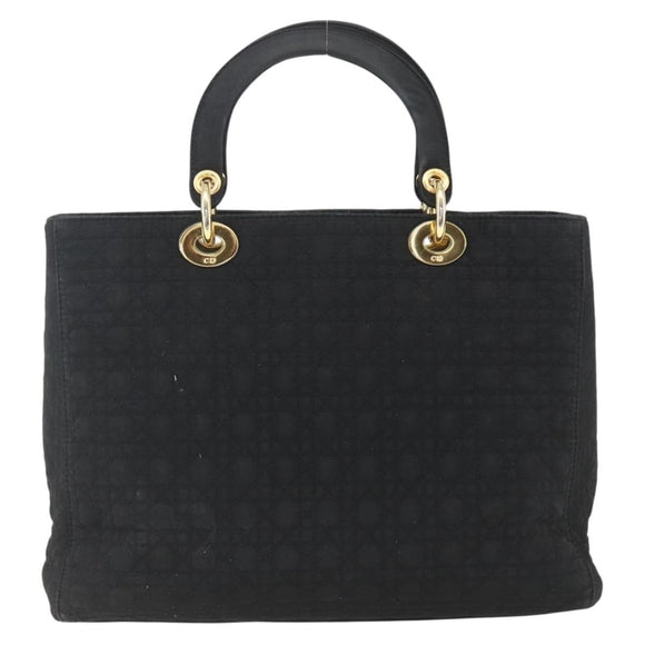Christian Dior Lady Dior Canage Hand Bag Black Gold Auth 162330