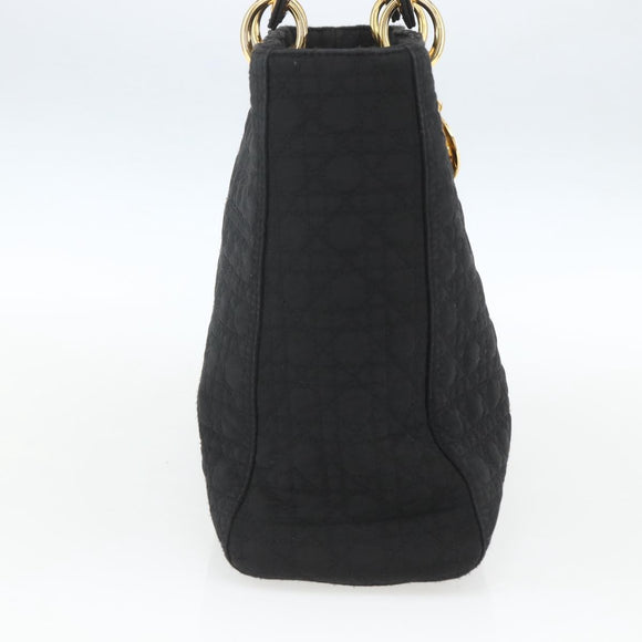 Christian Dior Lady Dior Canage Hand Bag Black Gold Auth 162330