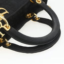 Christian Dior Lady Dior Canage Hand Bag Black Gold Auth 162330-7