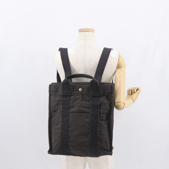 HERMES Her Line A Dos MM Backpack Canvas Gray Silver Auth 162331