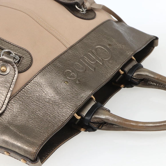 Chloe Tote Bag PVC Leather Gold Auth 162332