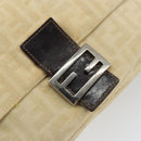 FENDI Zucca Canvas Mamma Baguette Shoulder Bag Beige Silver Auth 162335-18