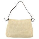 FENDI Zucca Canvas Mamma Baguette Shoulder Bag Beige Silver Auth 162335-2