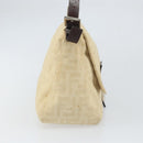 FENDI Zucca Canvas Mamma Baguette Shoulder Bag Beige Silver Auth 162335-4