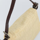 FENDI Zucca Canvas Mamma Baguette Shoulder Bag Beige Silver Auth 162335-6