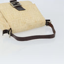 FENDI Zucca Canvas Mamma Baguette Shoulder Bag Beige Silver Auth 162335-7
