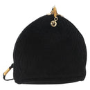 FENDI Macaroni Shoulder Bag Suede Black Gold Auth 162337-1