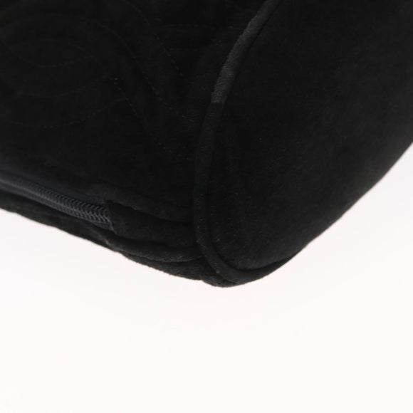 FENDI Macaroni Shoulder Bag Suede Black Gold Auth 162337