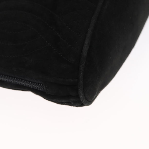 FENDI Macaroni Shoulder Bag Suede Black Gold Auth 162337