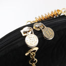 FENDI Macaroni Shoulder Bag Suede Black Gold Auth 162337-14