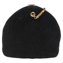 FENDI Macaroni Shoulder Bag Suede Black Gold Auth 162337-3