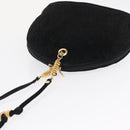 FENDI Macaroni Shoulder Bag Suede Black Gold Auth 162337-6