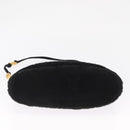 FENDI Macaroni Shoulder Bag Suede Black Gold Auth 162337-9