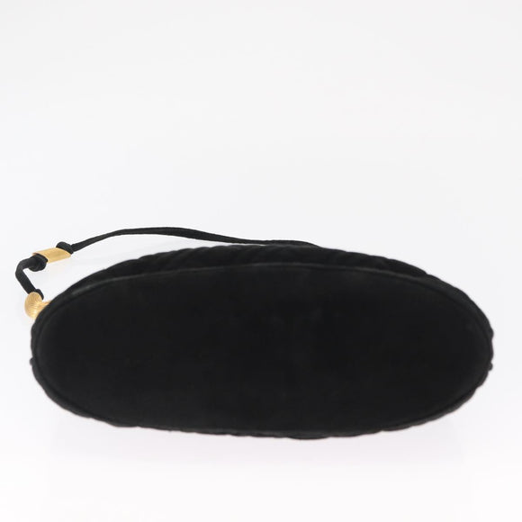 FENDI Macaroni Shoulder Bag Suede Black Gold Auth 162337