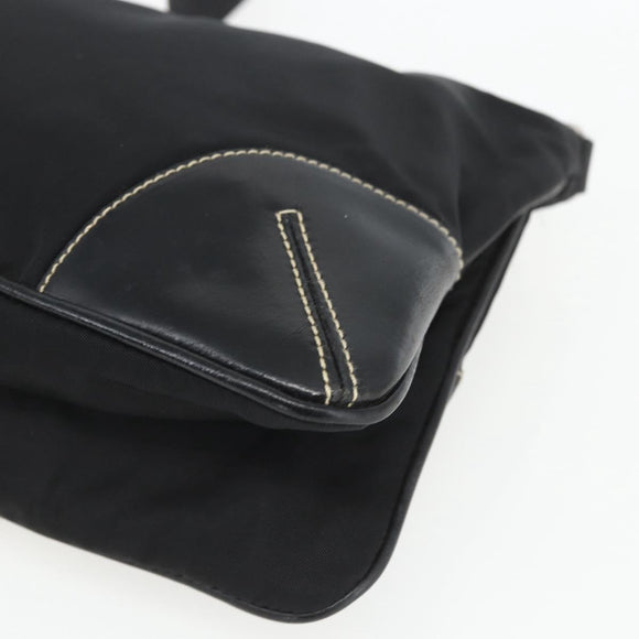 PRADA Schoudertas Nylon Zwart Zilver Auth 162342