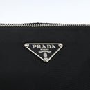 PRADA Schoudertas Nylon Zwart Zilver Auth 162342-19