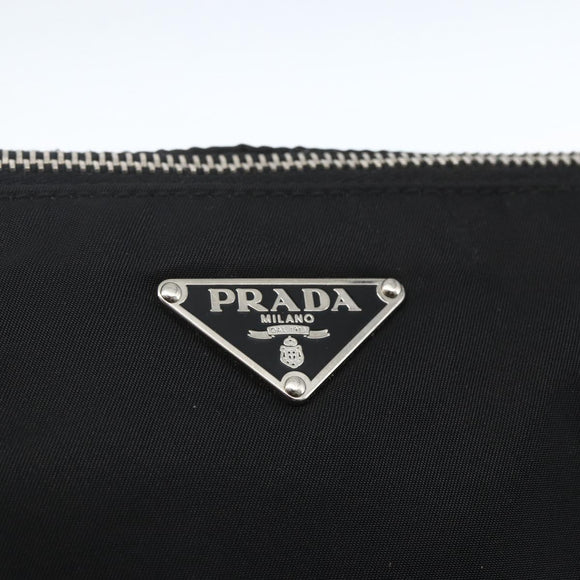 PRADA Schoudertas Nylon Zwart Zilver Auth 162342