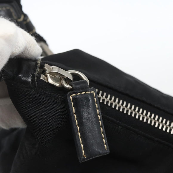 PRADA Schoudertas Nylon Zwart Zilver Auth 162342