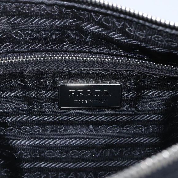 PRADA Schoudertas Nylon Zwart Zilver Auth 162342
