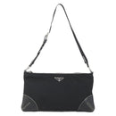 PRADA Schoudertas Nylon Zwart Zilver Auth 162342-13