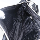 PRADA Schoudertas Nylon Zwart Zilver Auth 162342-24