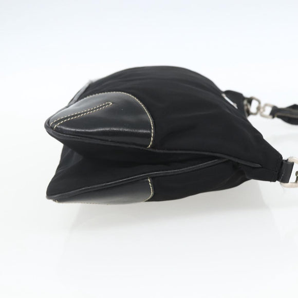 PRADA Schoudertas Nylon Zwart Zilver Auth 162342