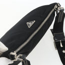 PRADA Schoudertas Nylon Zwart Zilver Auth 162342-6