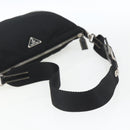 PRADA Schoudertas Nylon Zwart Zilver Auth 162342-7