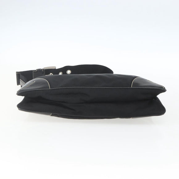 PRADA Schoudertas Nylon Zwart Zilver Auth 162342