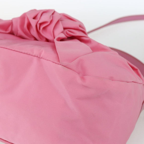 PRADA Shoulder Bag Nylon Pink Gold Auth 162345