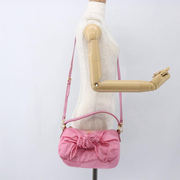 PRADA Shoulder Bag Nylon Pink Gold Auth 162345