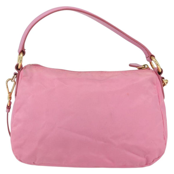 PRADA Shoulder Bag Nylon Pink Gold Auth 162345